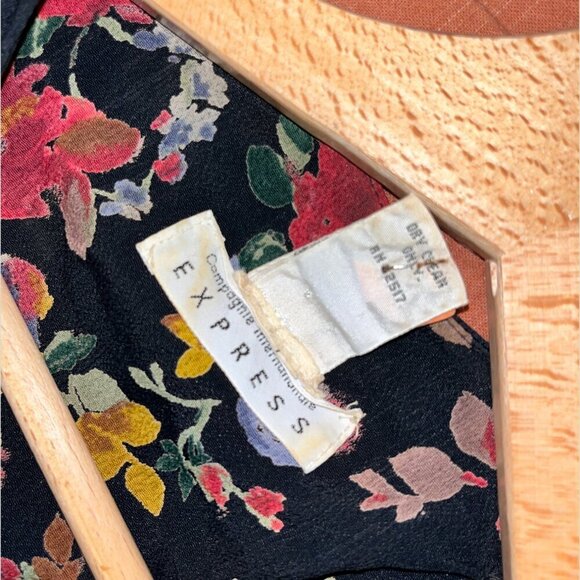 vintage Express Cottagecore Floral V-Neck Button Front Midi Dress Women’s Sz 7/8 - Picture 9 of 11